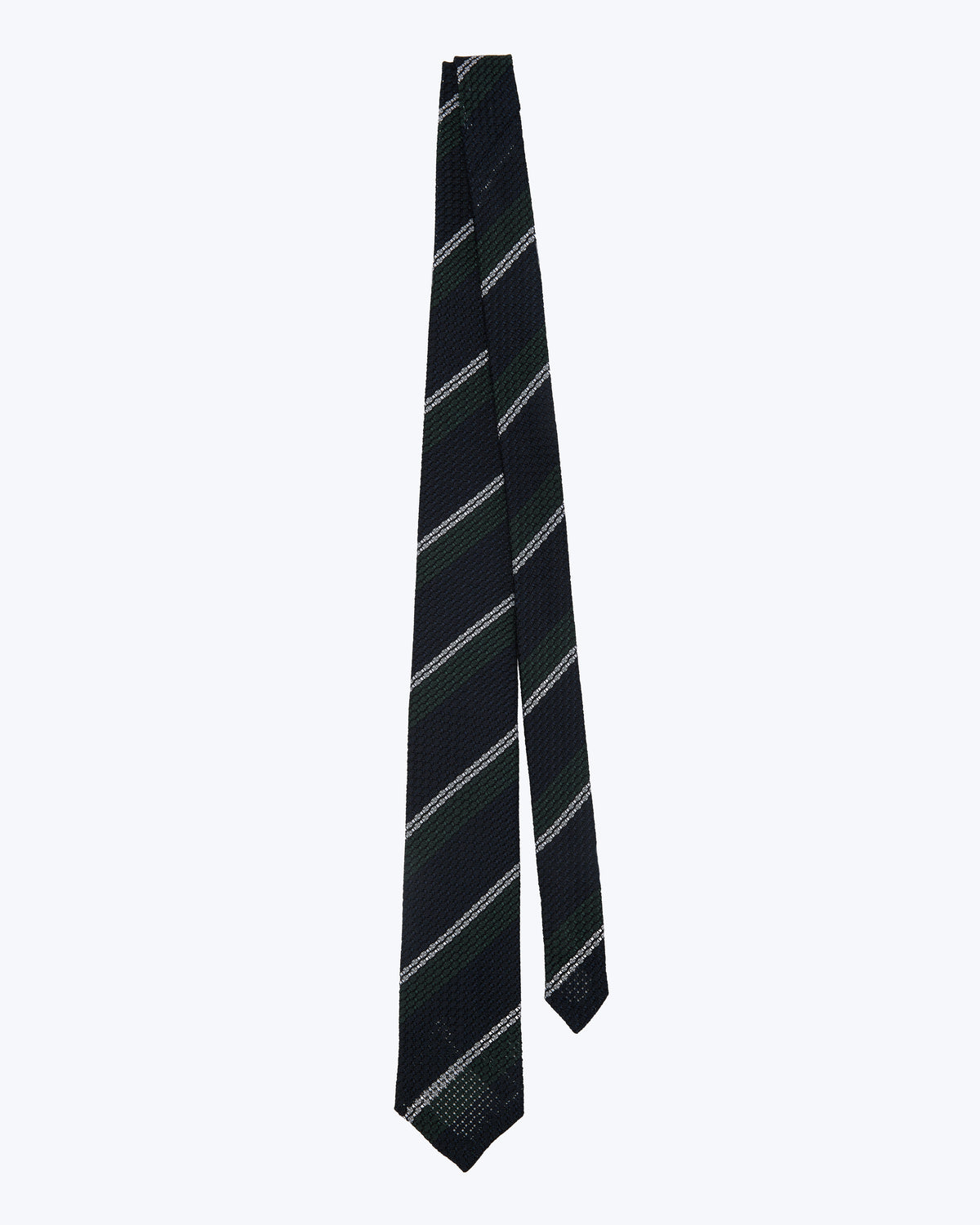 Striped Leno Silk Tie - Blue & Green