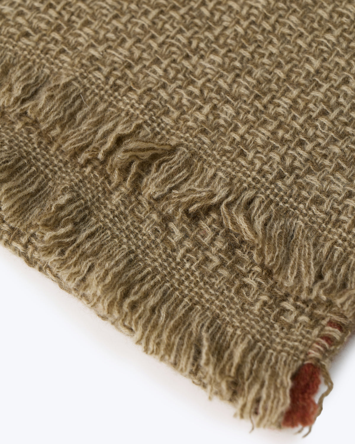 Basket Texture Knitted Cashmere Scarf - Olive Taupe