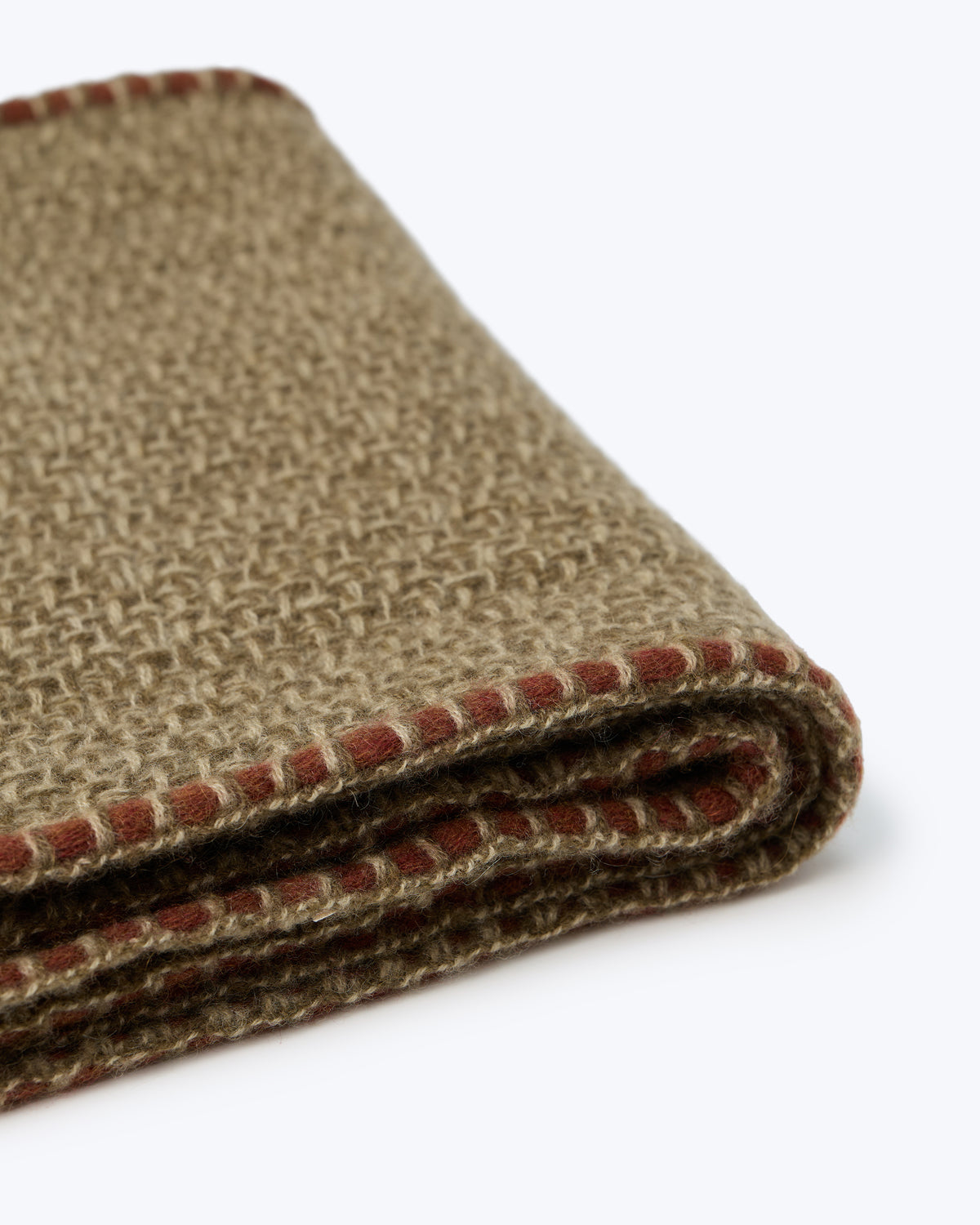 Basket Texture Knitted Cashmere Scarf - Olive Taupe