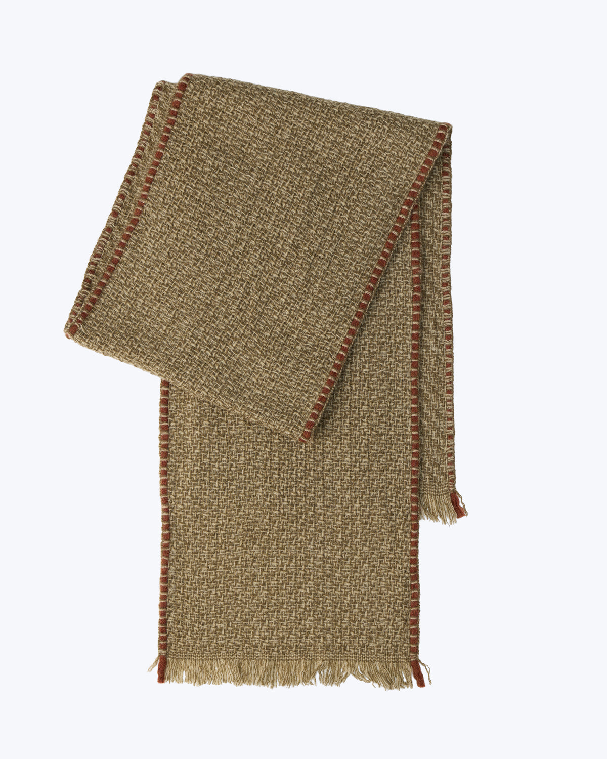 Basket Texture Knitted Cashmere Scarf - Olive Taupe