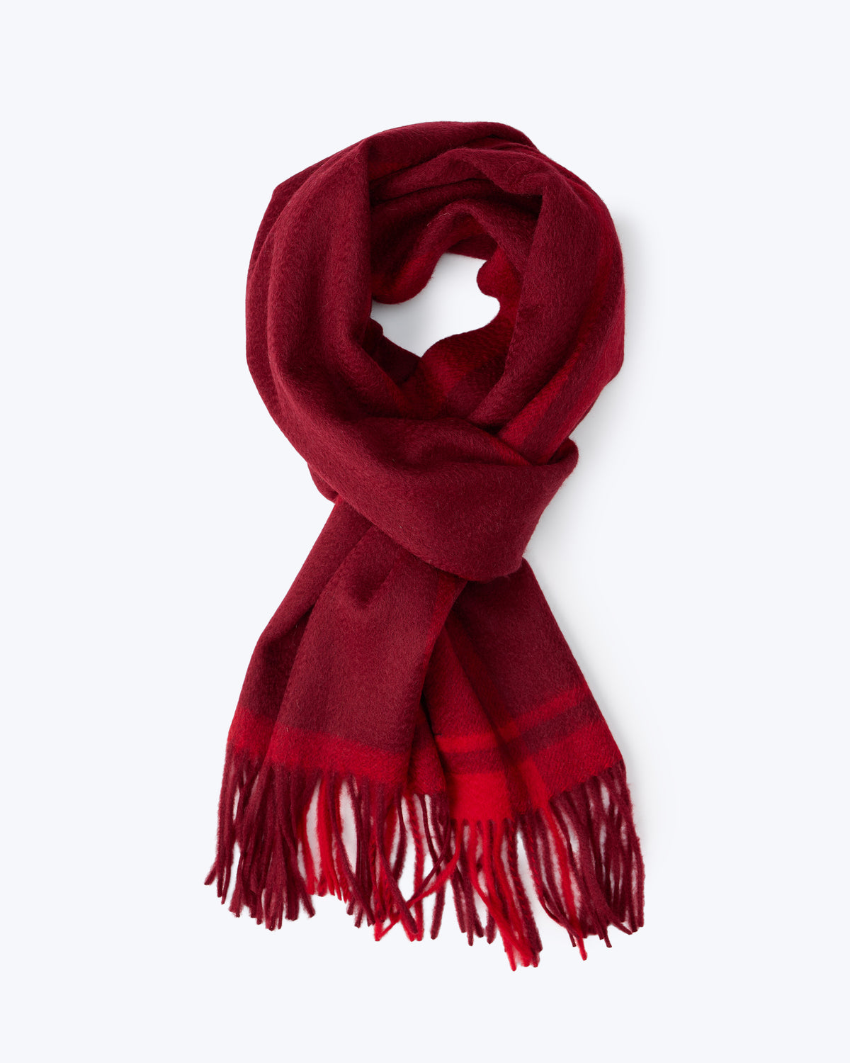 Knottery Plaid Cashmere Scarf - Red