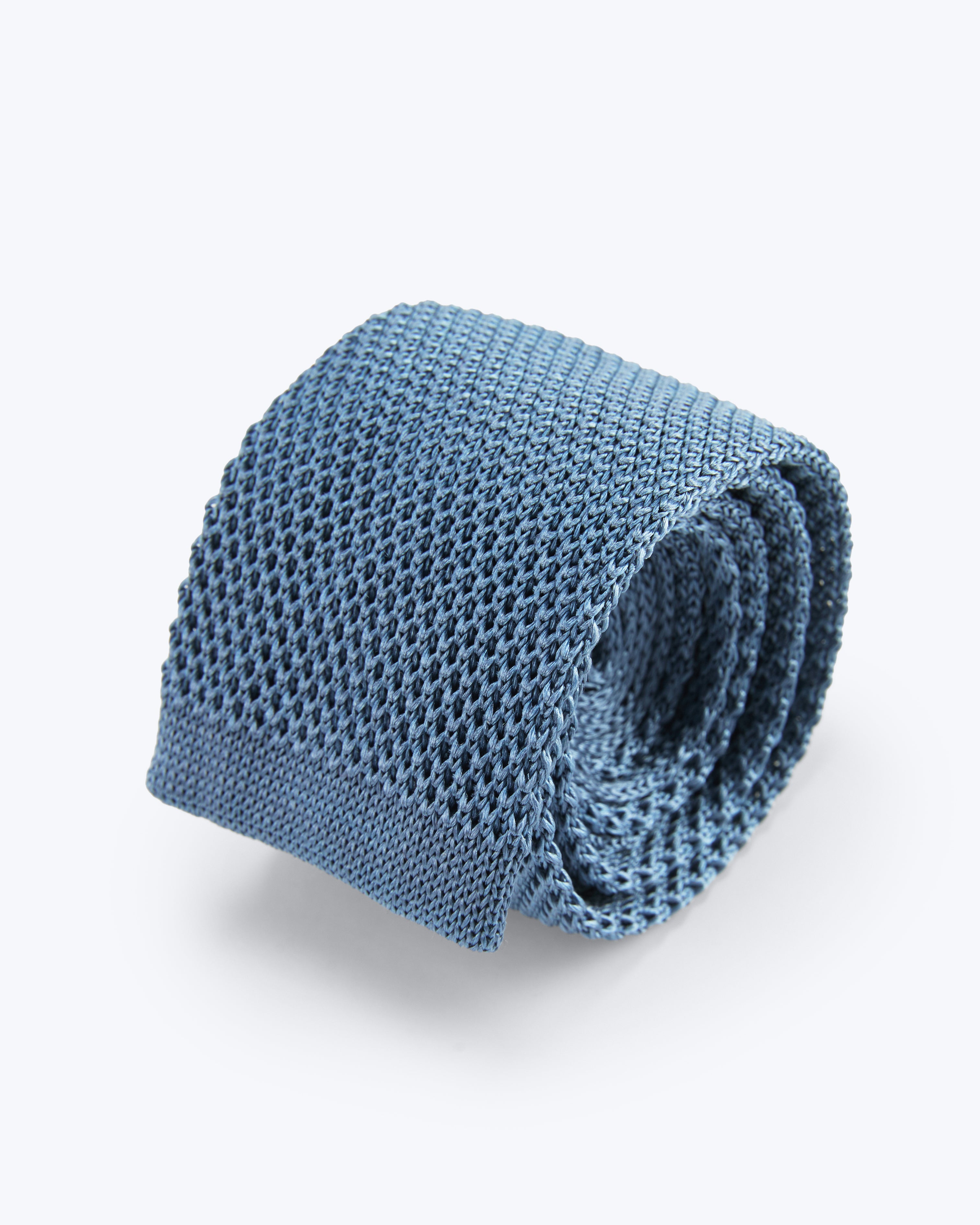 Classic Knit Silk Tie - Mist Blue