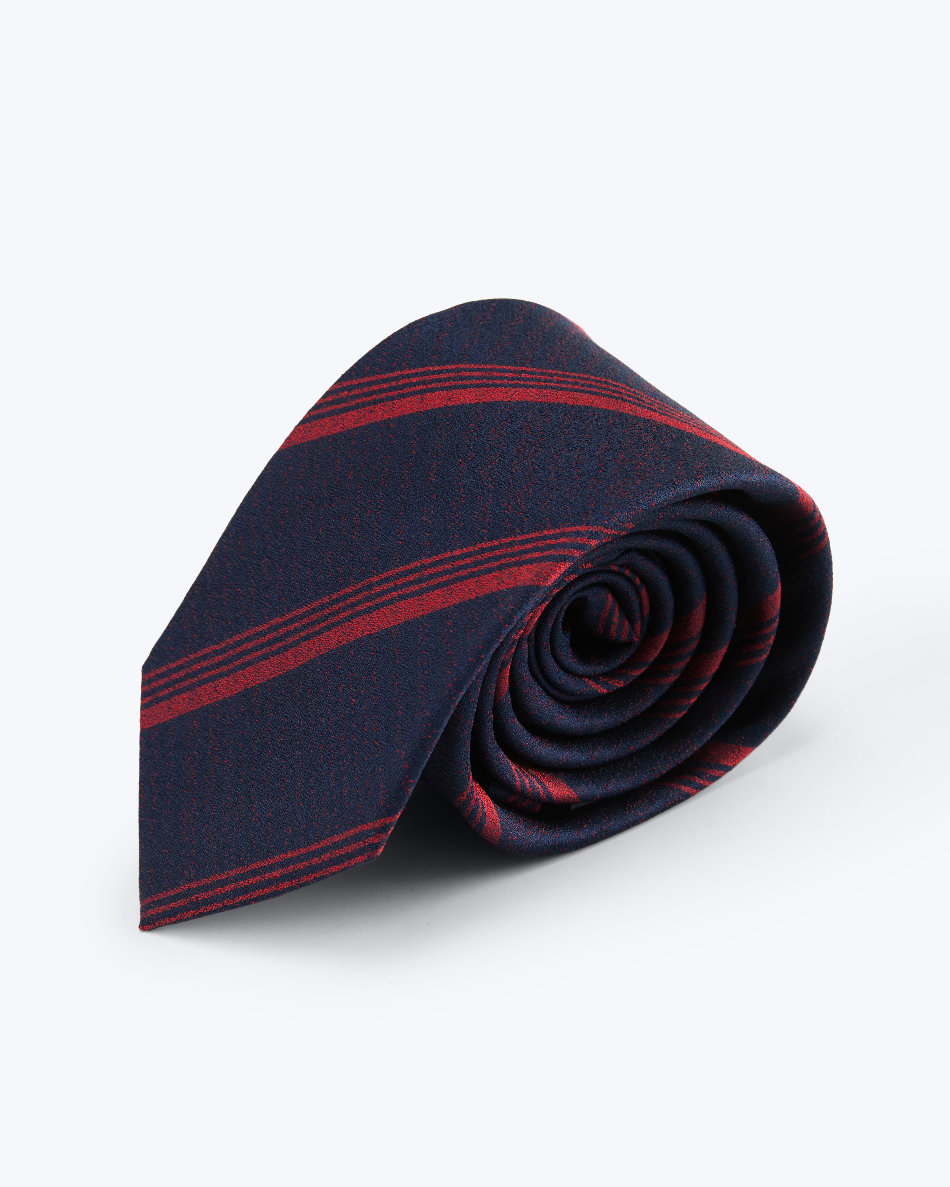 Triple-Striped Silk Jacquard Tie - Navy