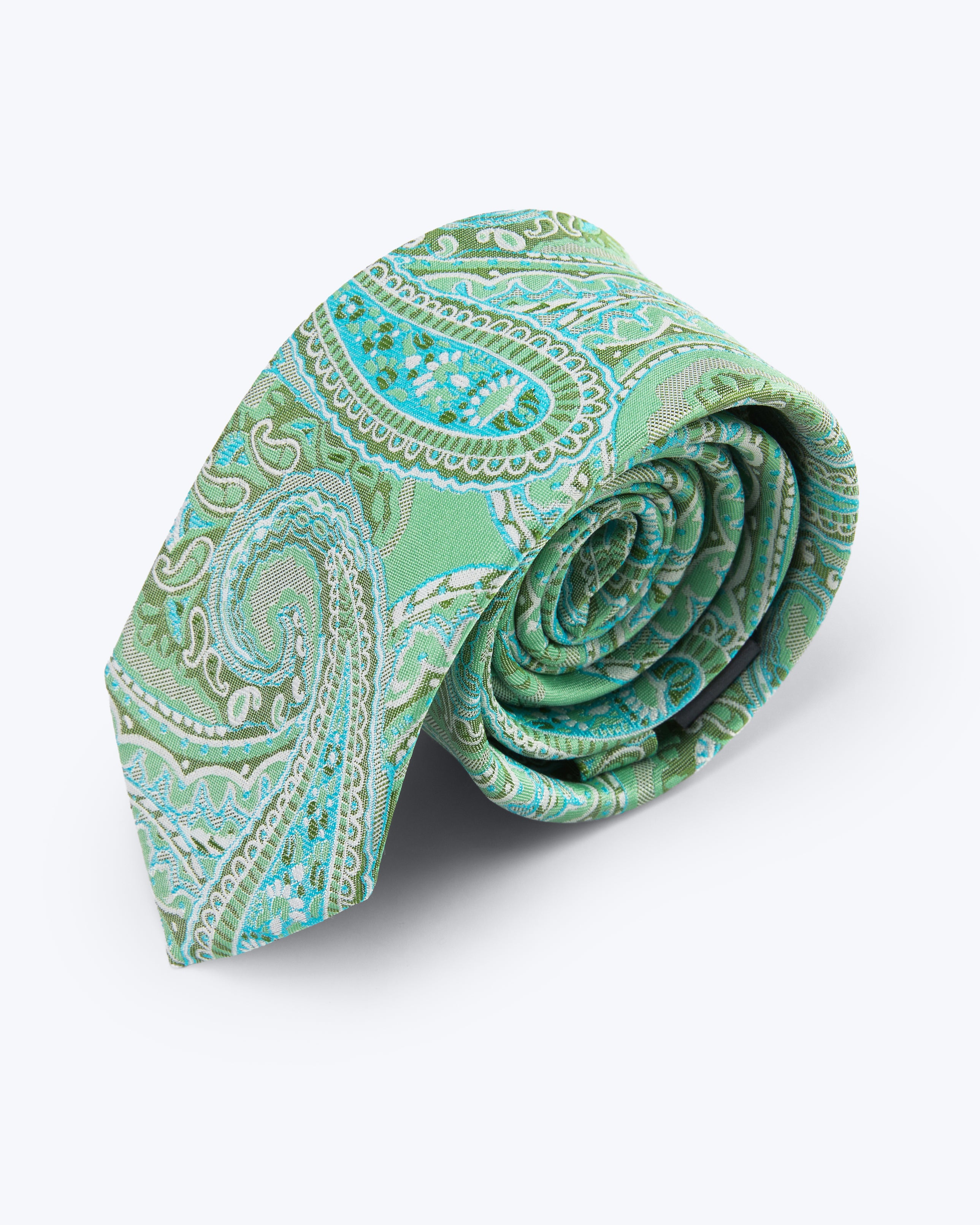 Paisley Silk Jacquard Tie - Mint Green
