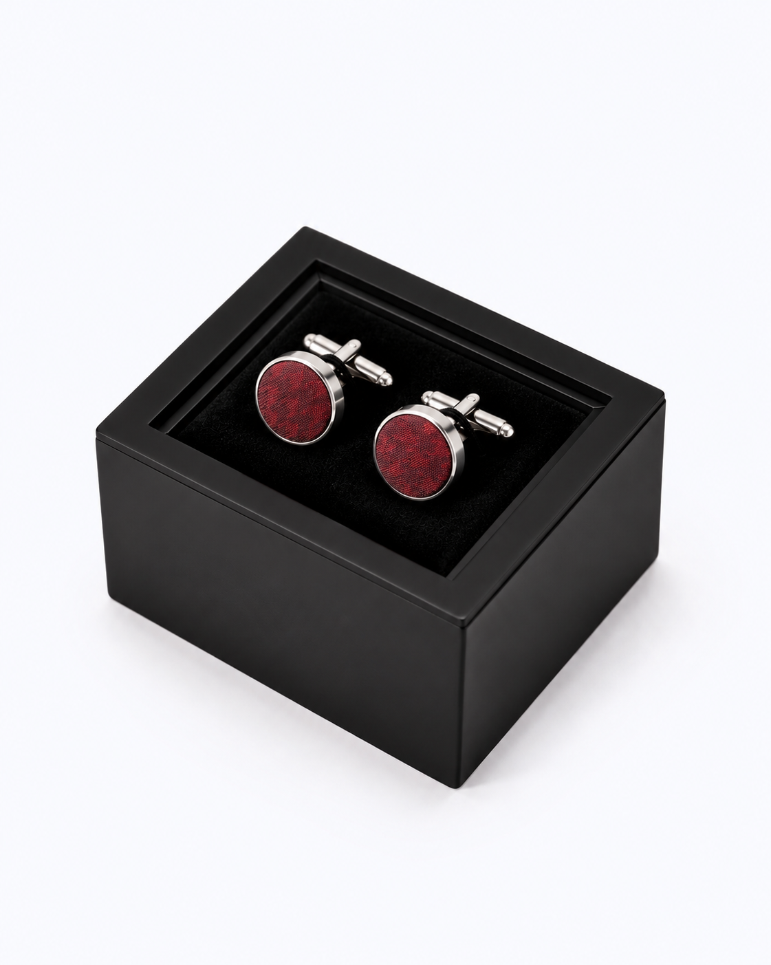 Houndstooth Mosaic Silk Tie and Cufflinks Gift Set - Red