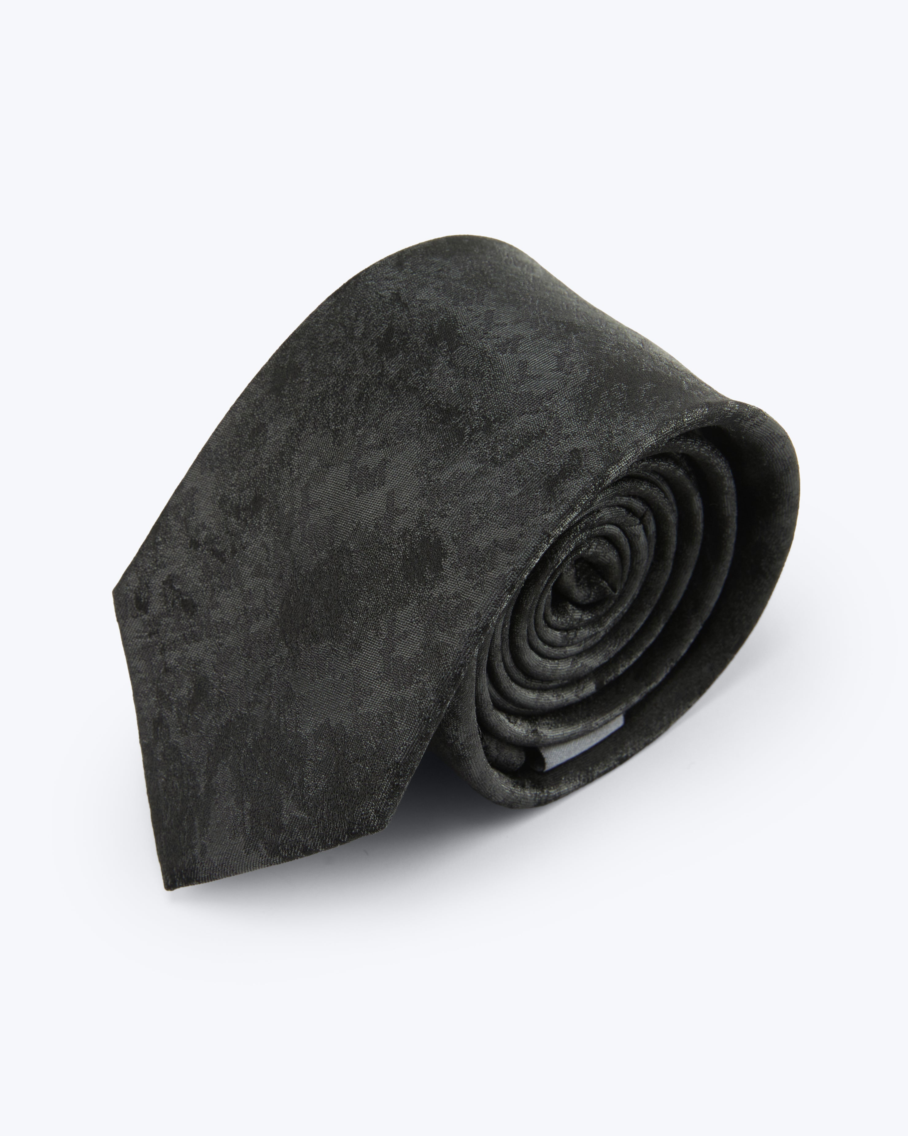 Marble Cloud Silk Jacquard Tie - Black