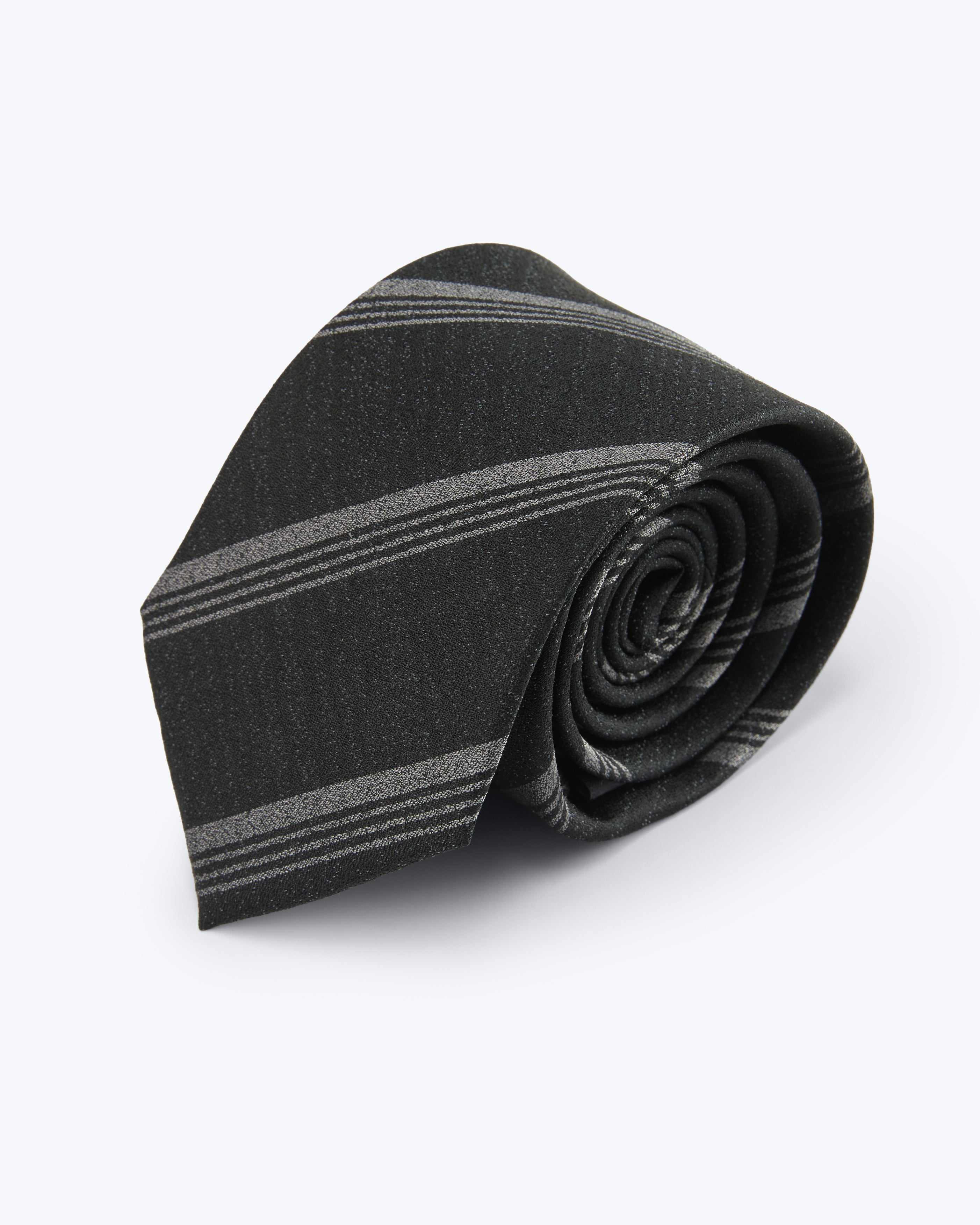 Triple-Striped Silk Jacquard Tie - Deep Grey