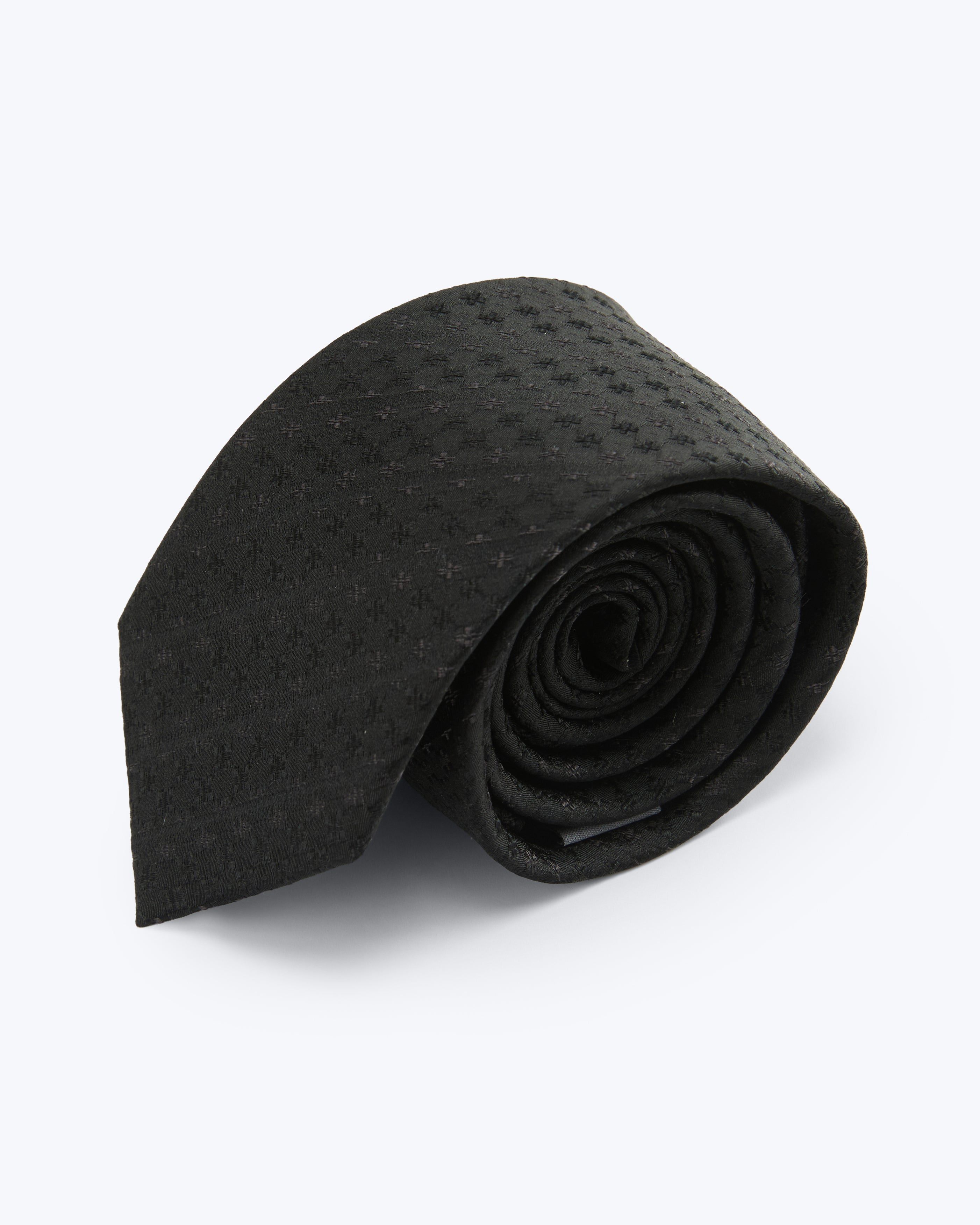 Subtle Cross Silk Jacquard Tie - Black