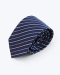 Blush Striped Silk Jacquard Tie - Blue