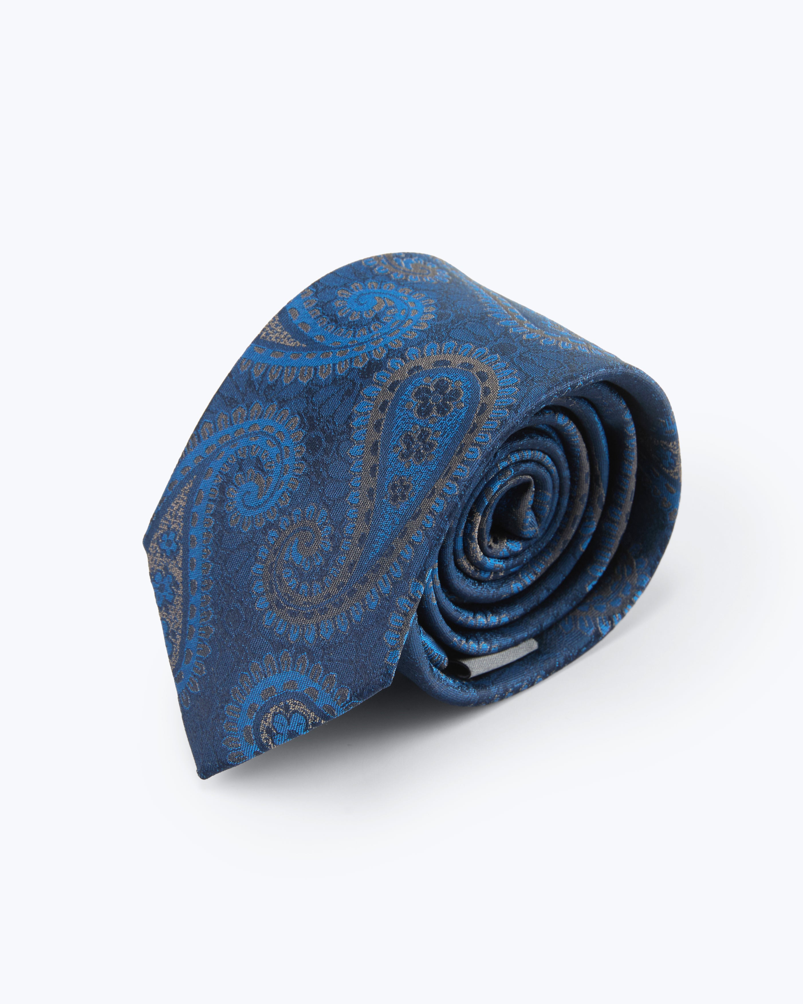 Paisley Silk Jacquard Tie - Deep Blue