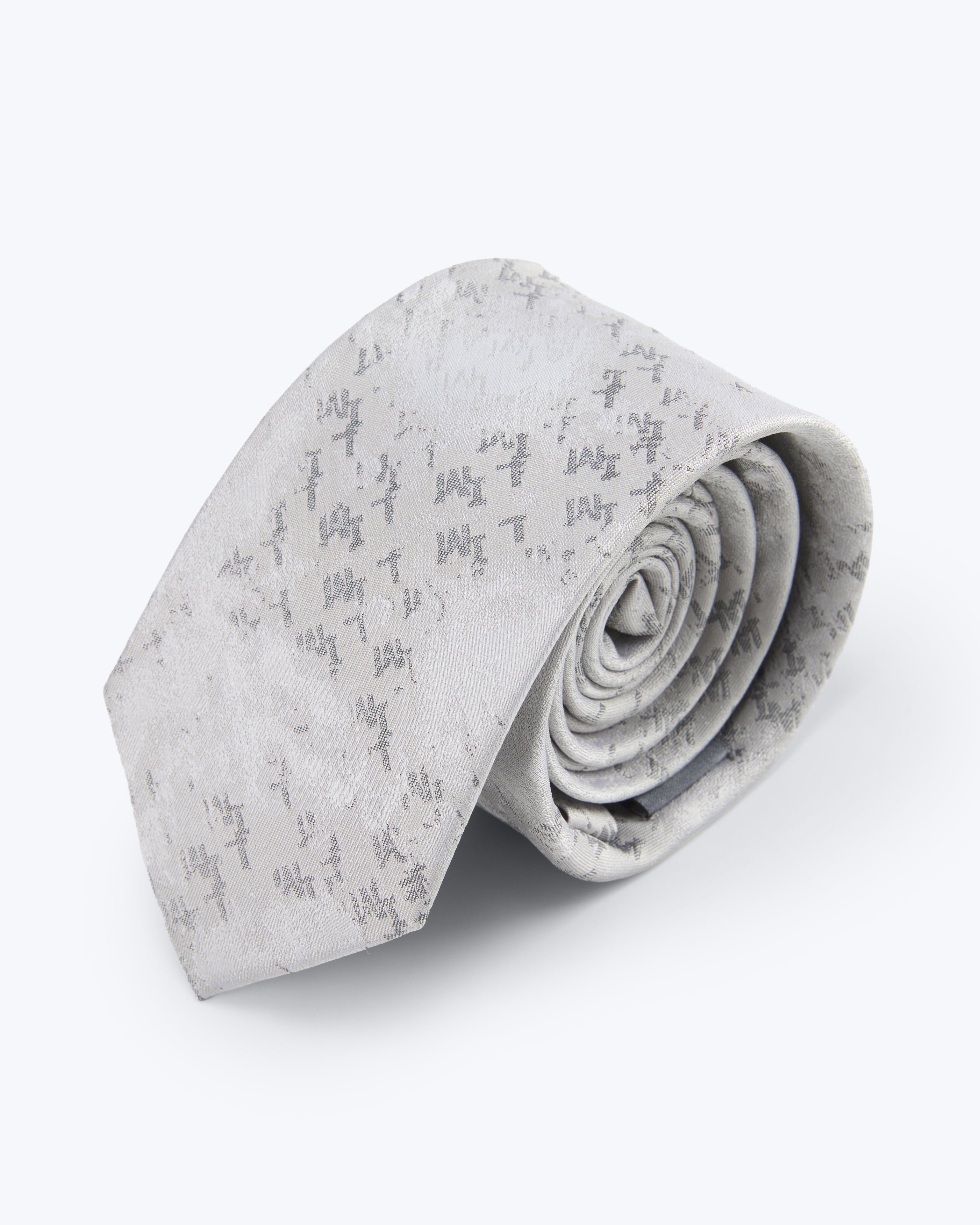 Modern Glacier Silk Jacquard Tie - Silver