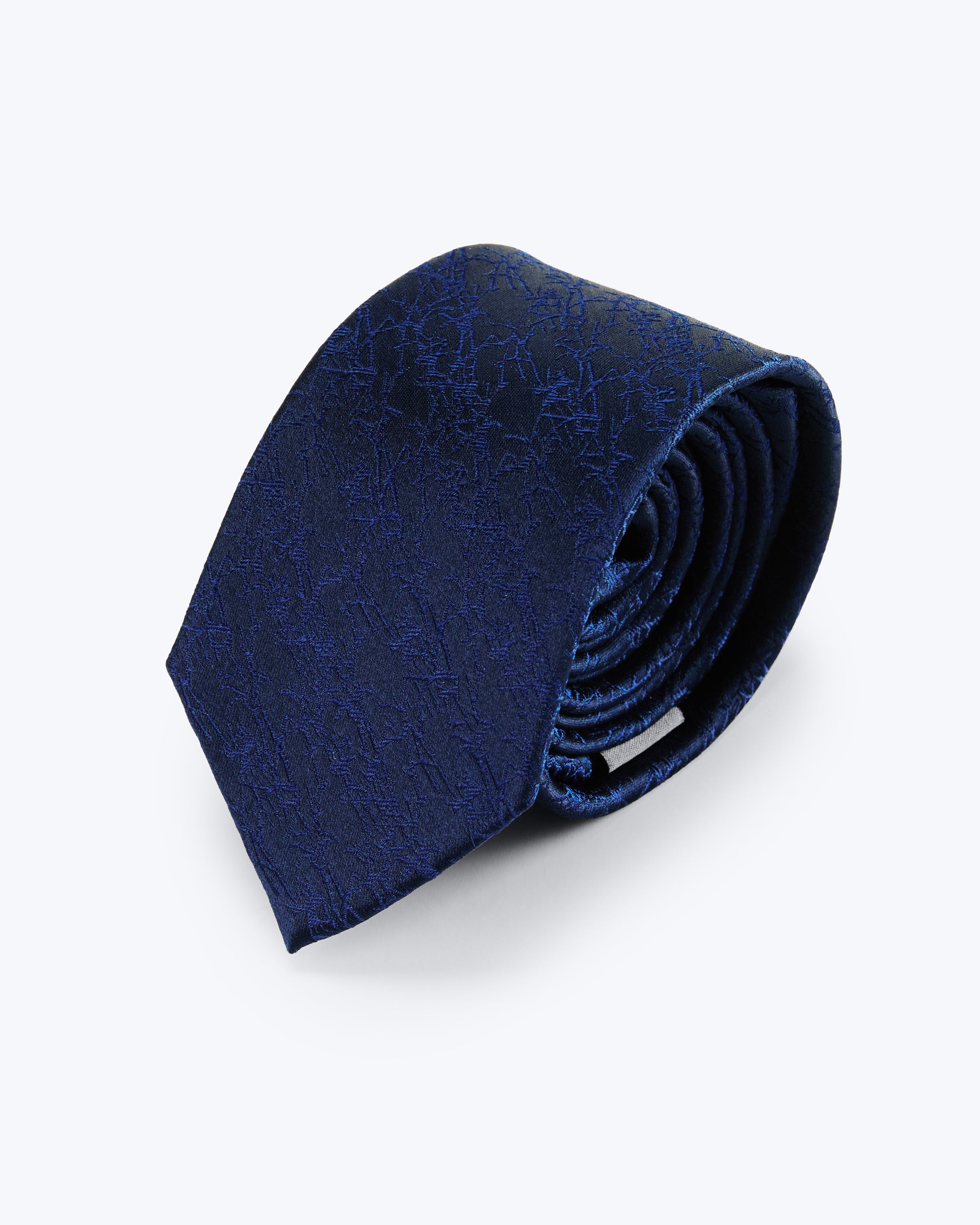 Bark Weave Silk Jacquard Tie - Navy