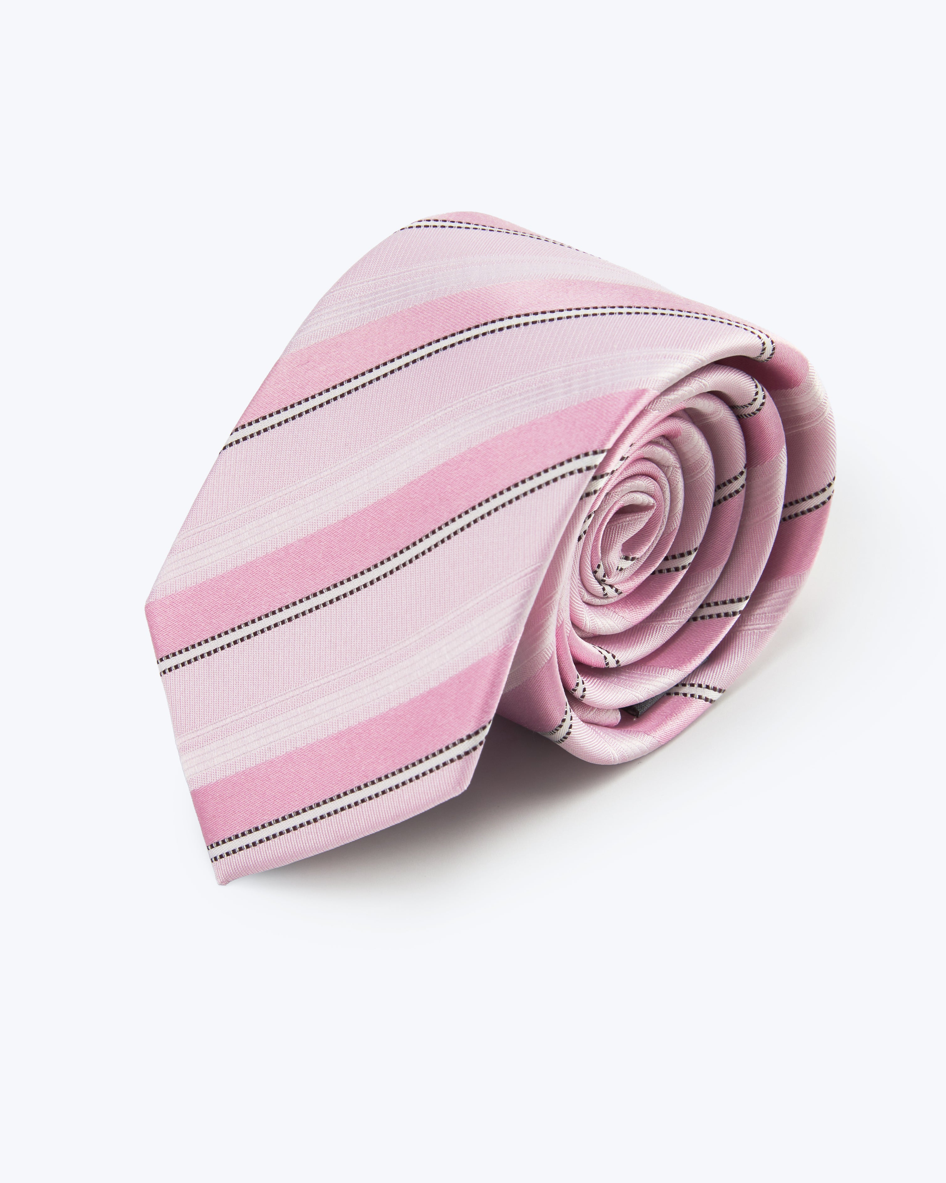 Soft Striped Silk Jacquard Tie - Pink