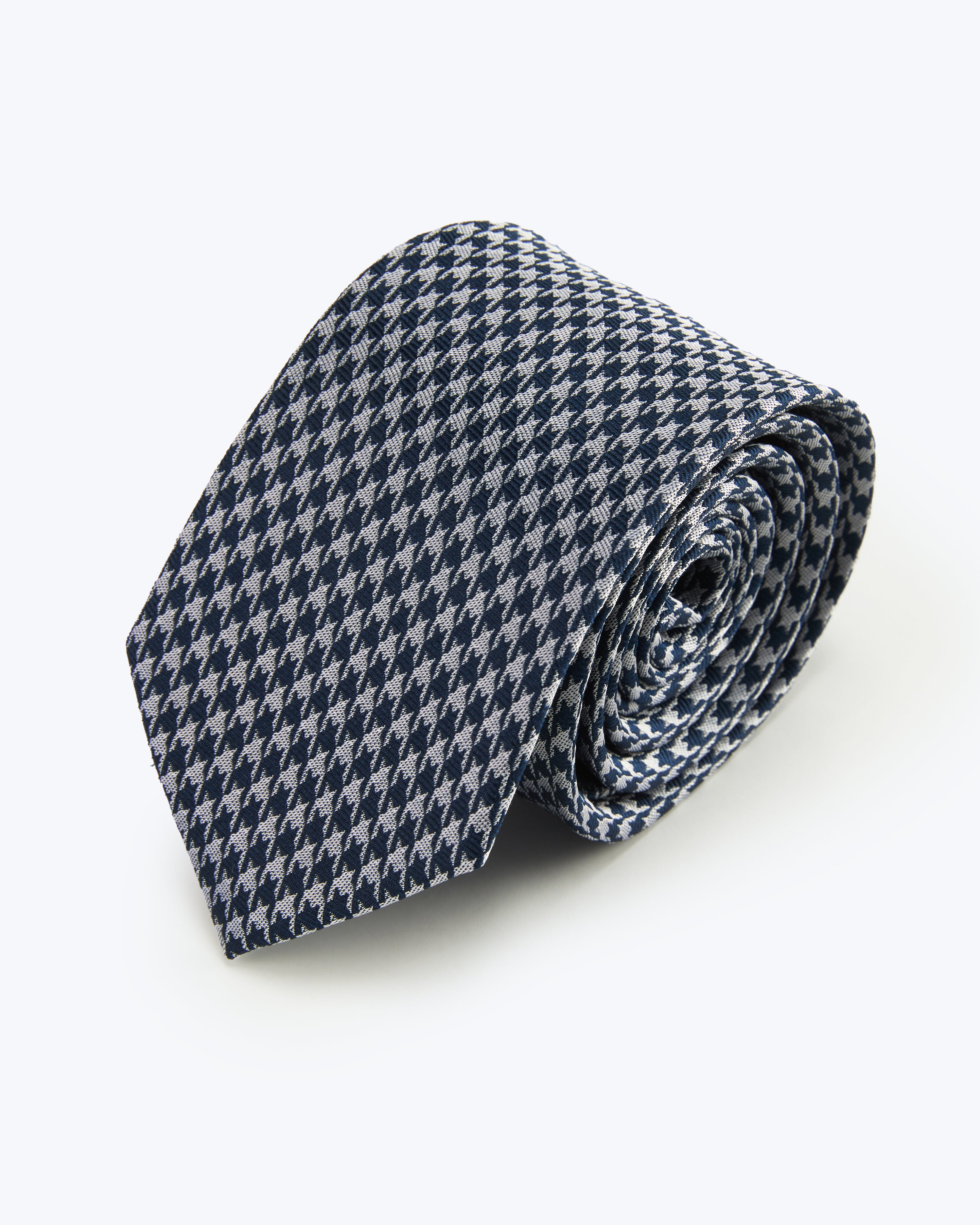 Houndstooth Heritage Silk Jacquard Tie - Blue