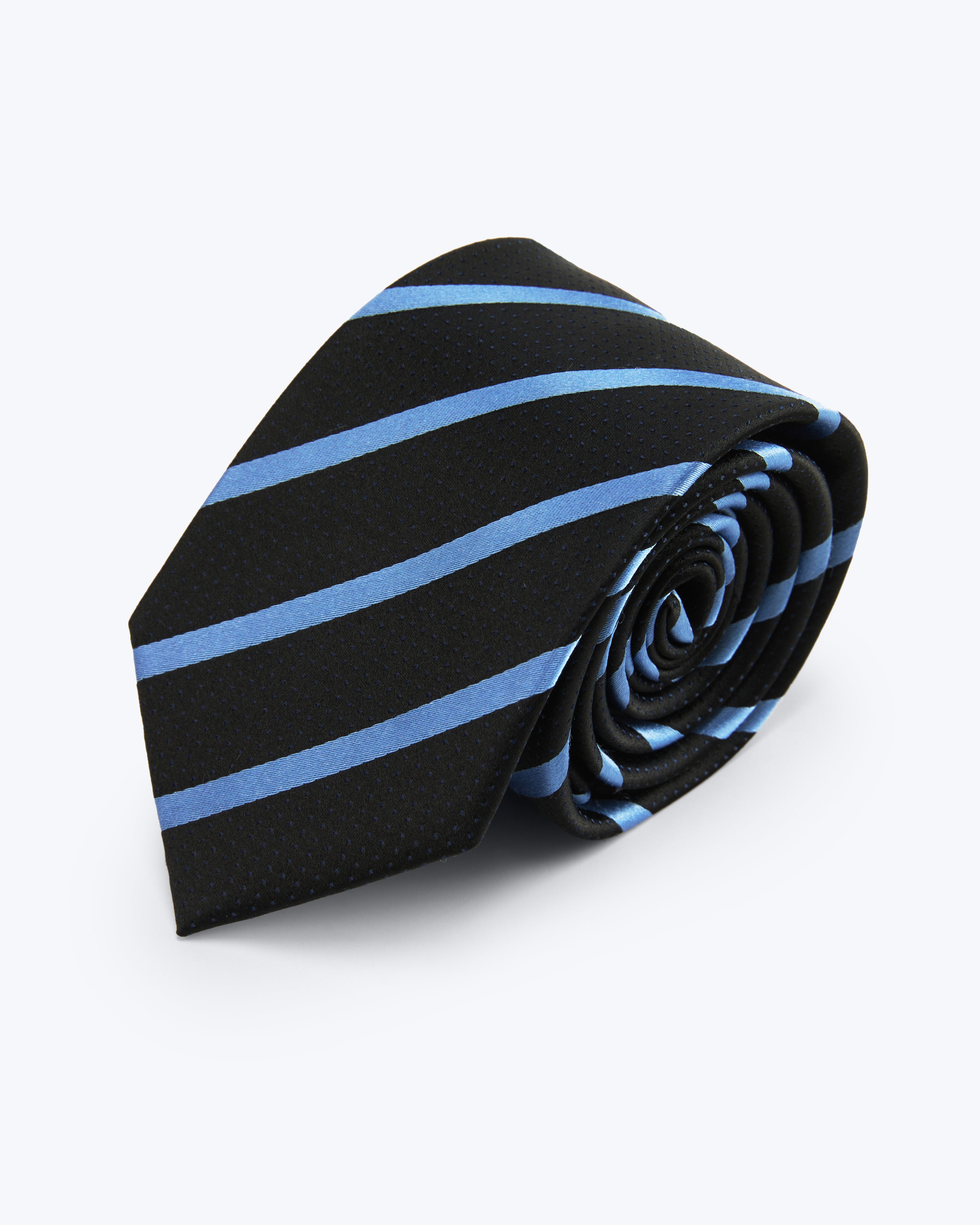 Skyline Striped Silk Jacquard Tie - Blue