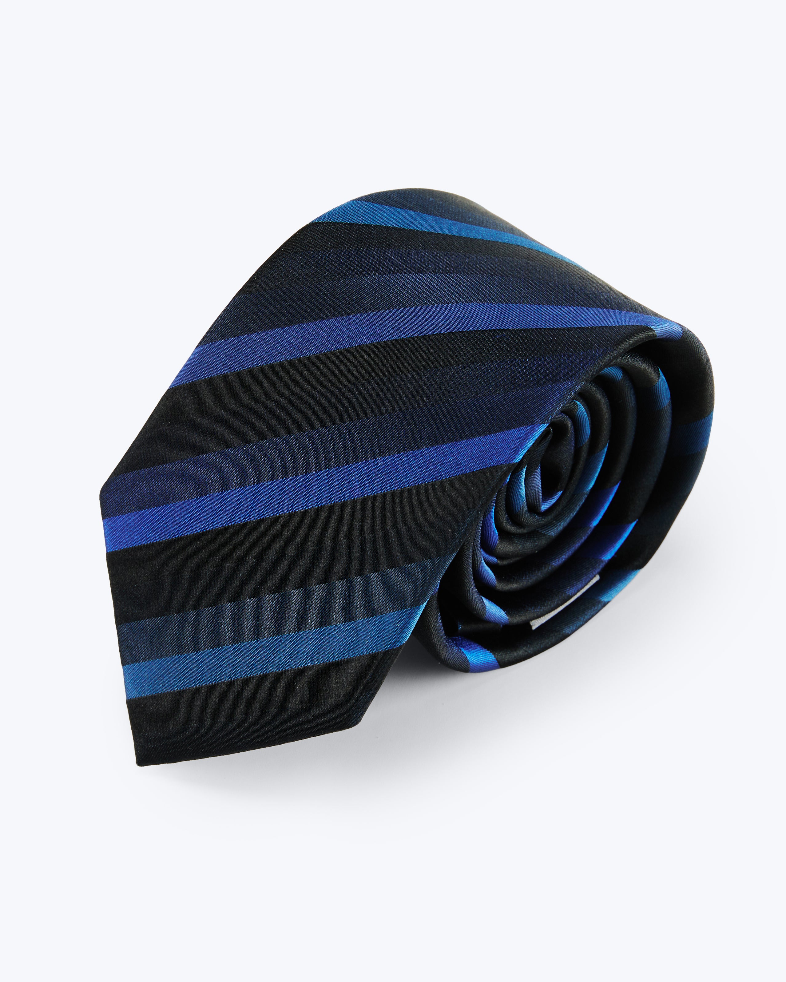 Awning Striped Silk Jacquard Tie - Blue