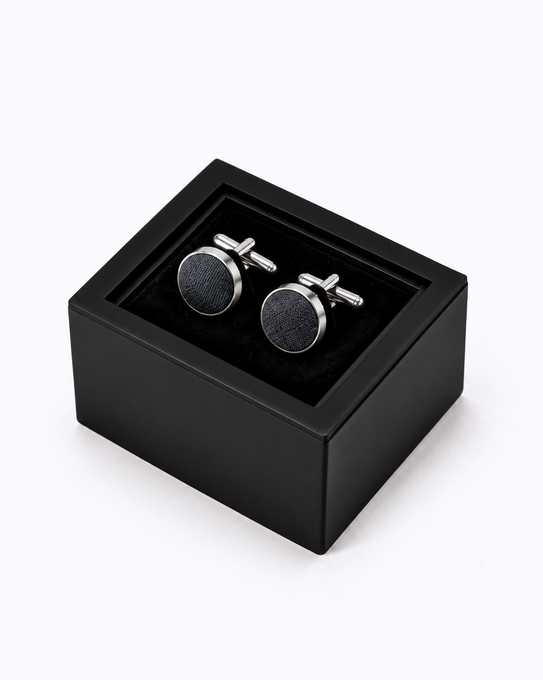 Marble Cloud Silk Tie and Cufflinks Gift Set - Black
