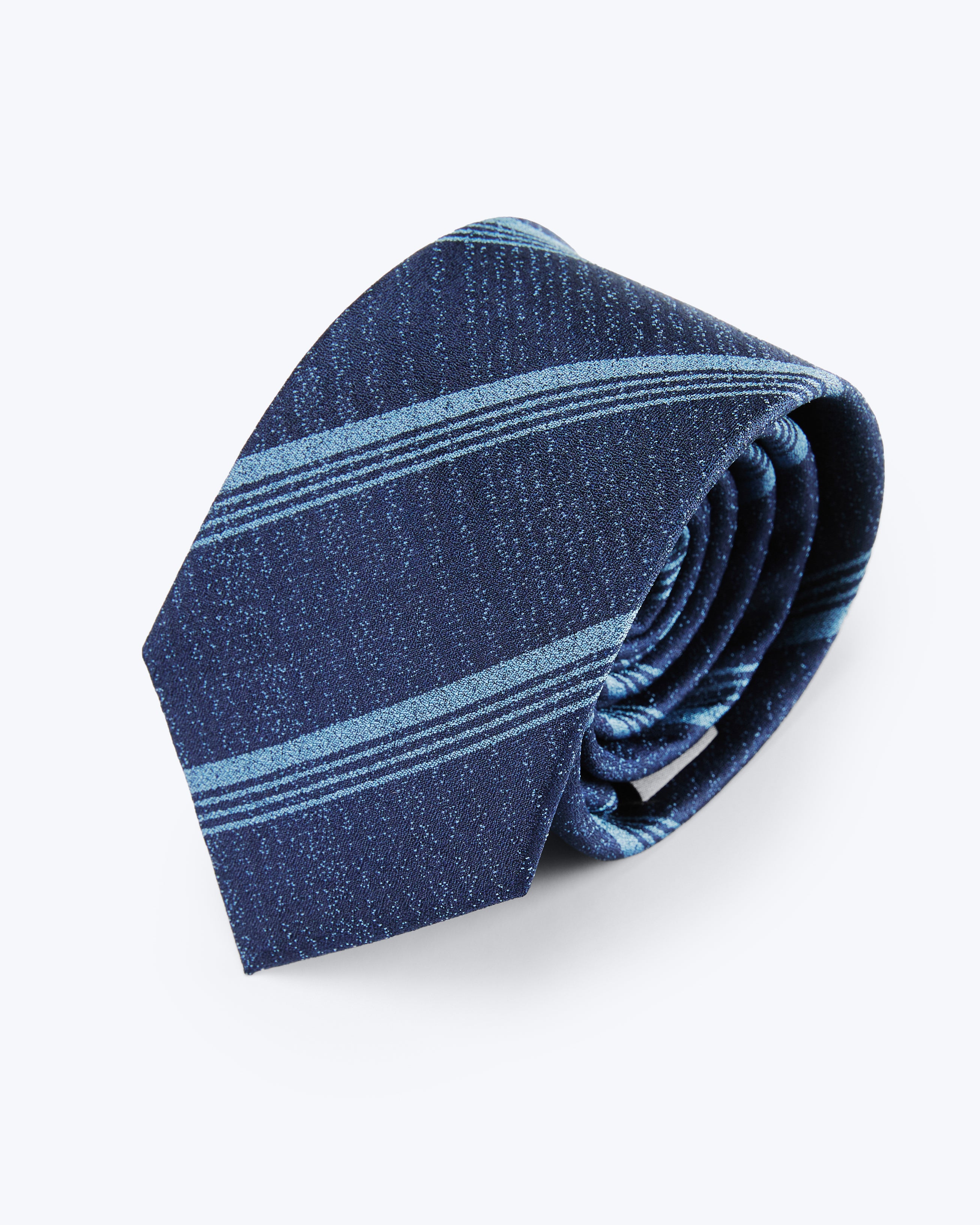 Triple-Striped Silk Jacquard Tie - Denim Blue