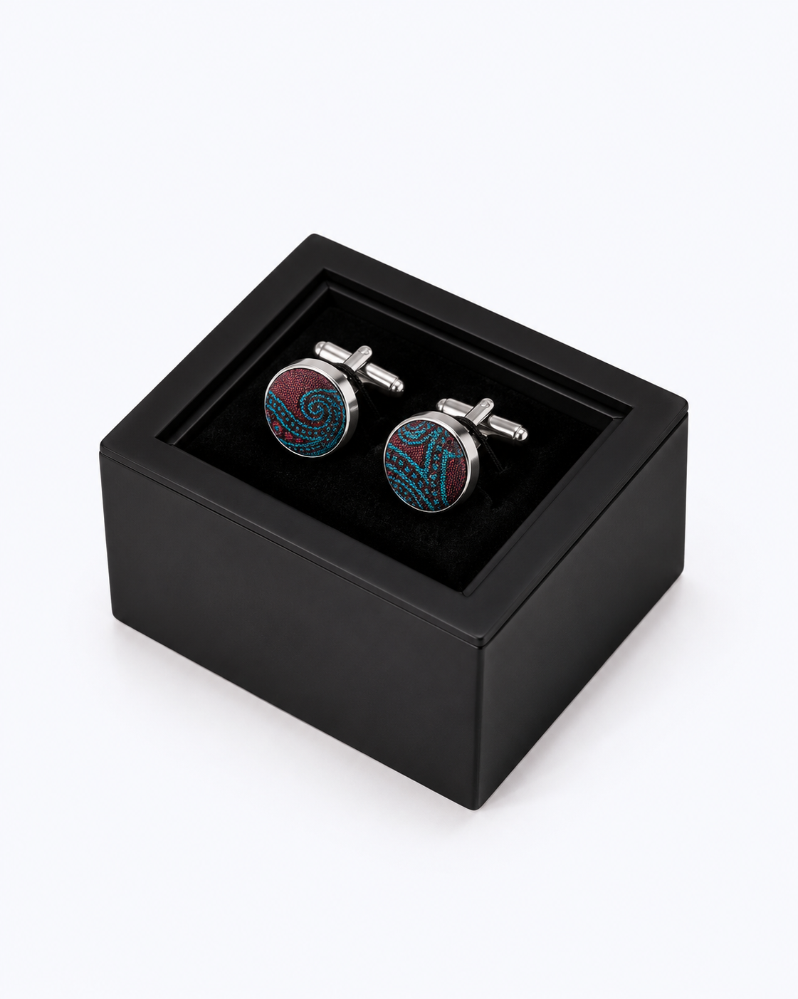 Paisley Silk Tie and Cufflinks Gift Set - Deep Merlot