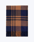 Knottery Plaid Cashmere Scarf - Navy & Camel