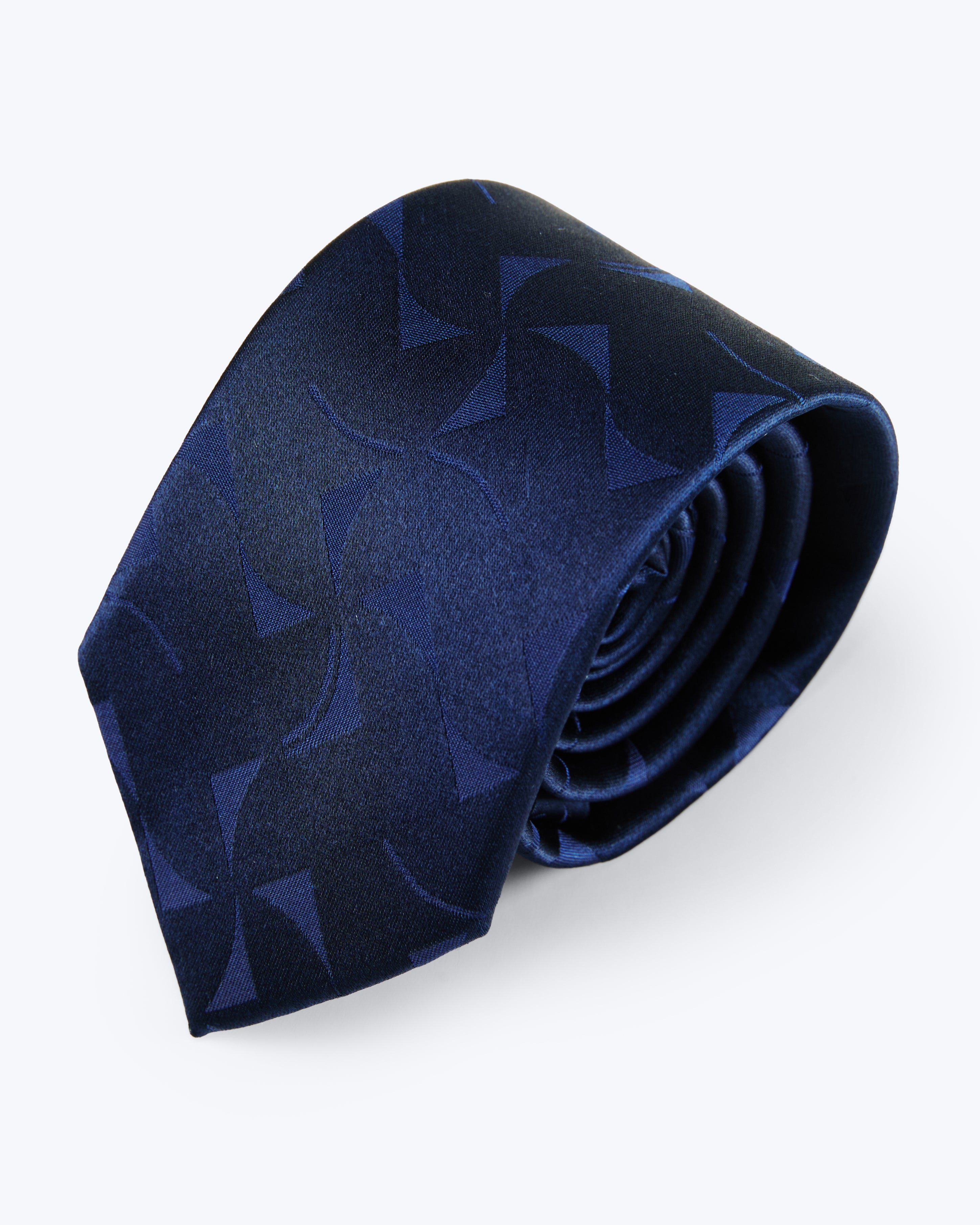 Pinwheel Silk Jacquard Tie - Deep Blue