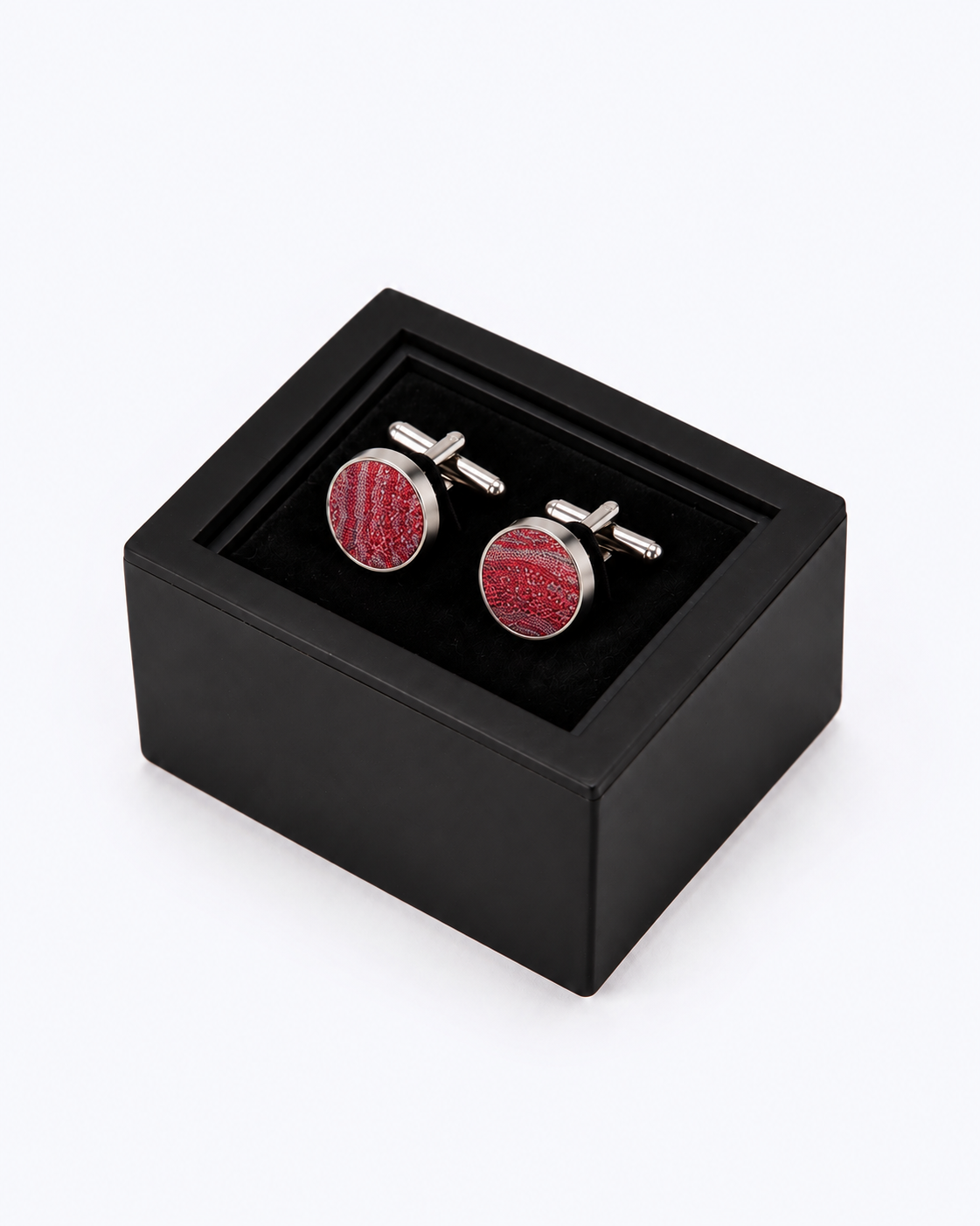 Paisley Silk Cufflinks - Garnet