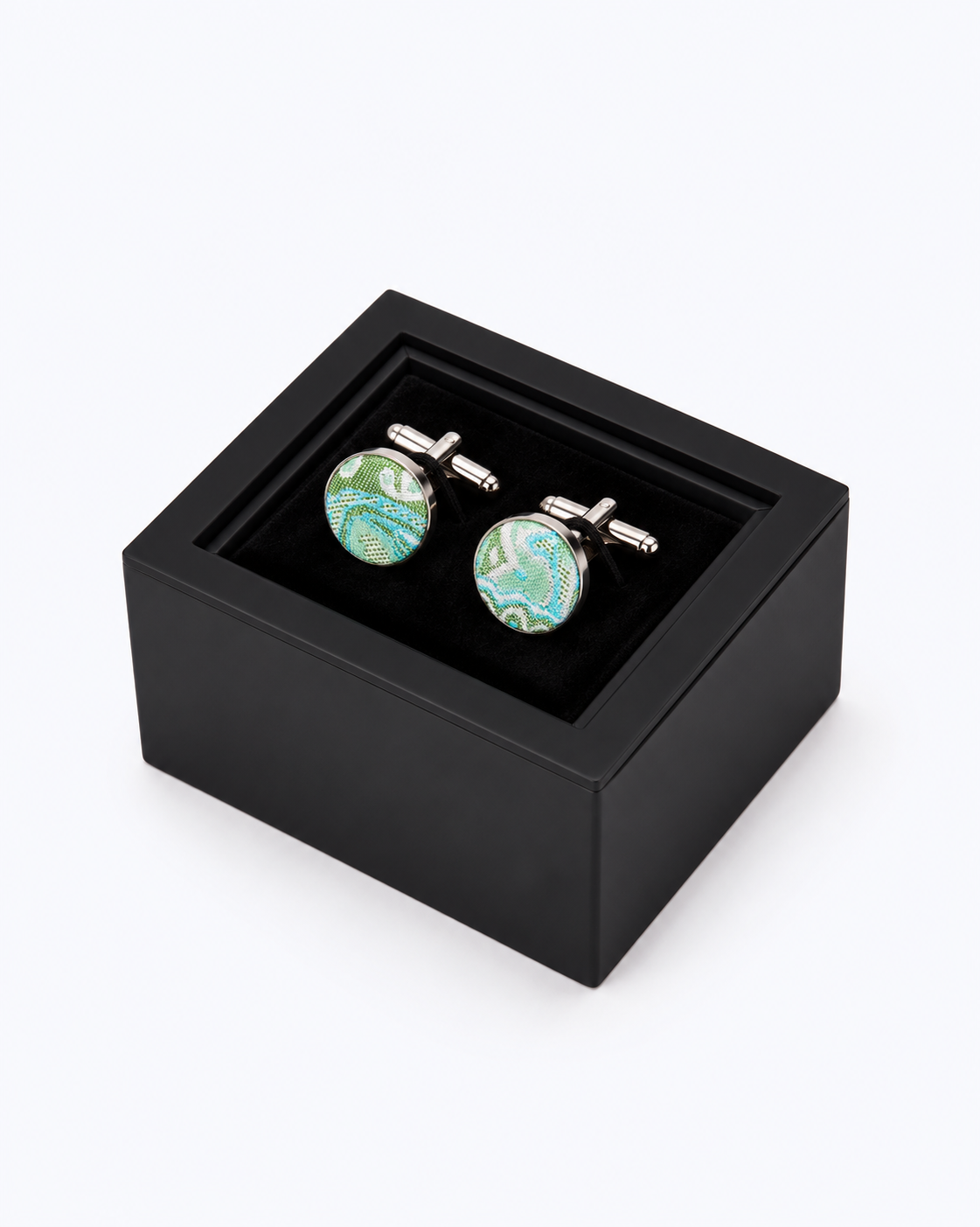 Paisley Silk Tie and Cufflinks Gift Set - Mint Green