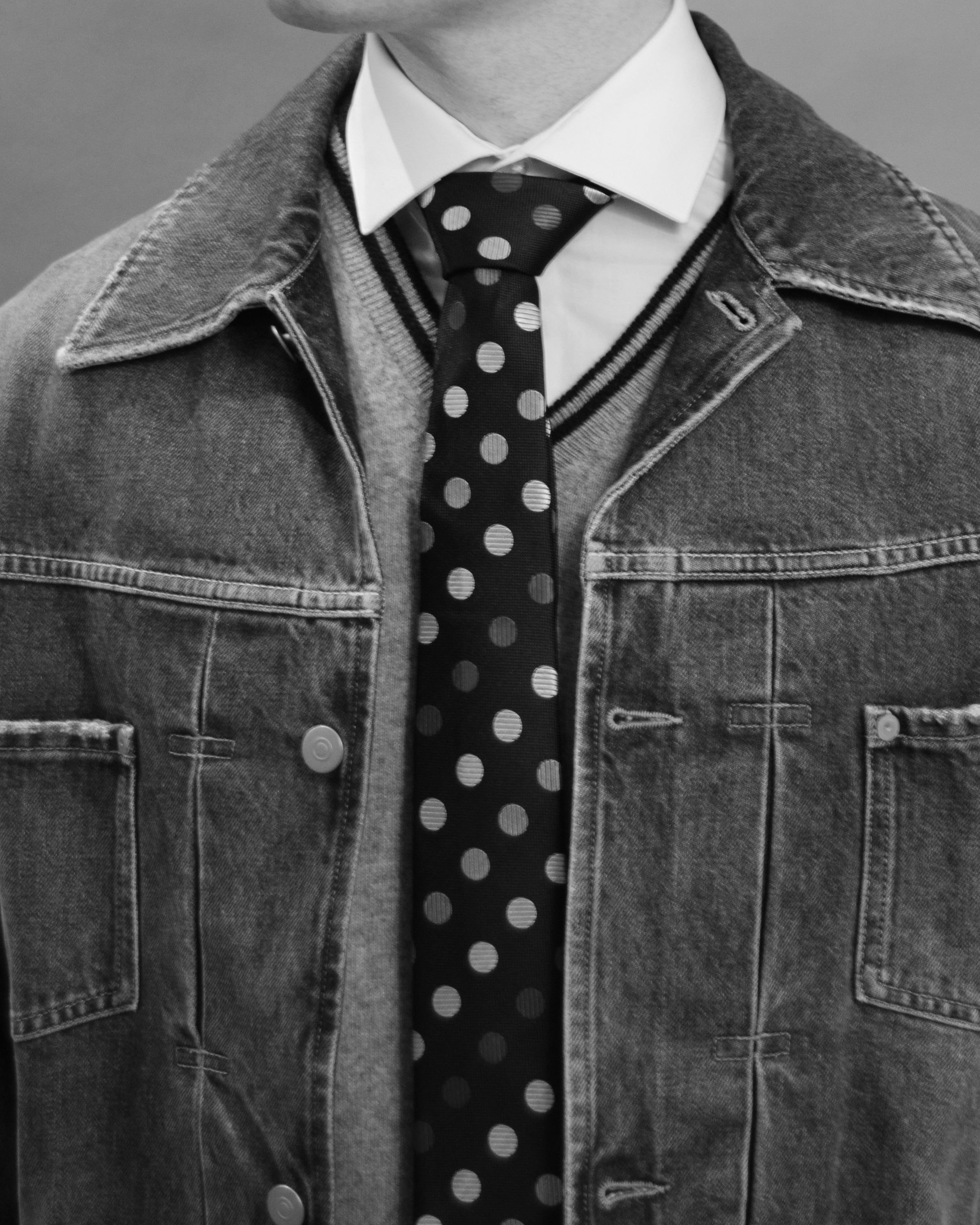 Tri-Color Dot Navy Silk Tie