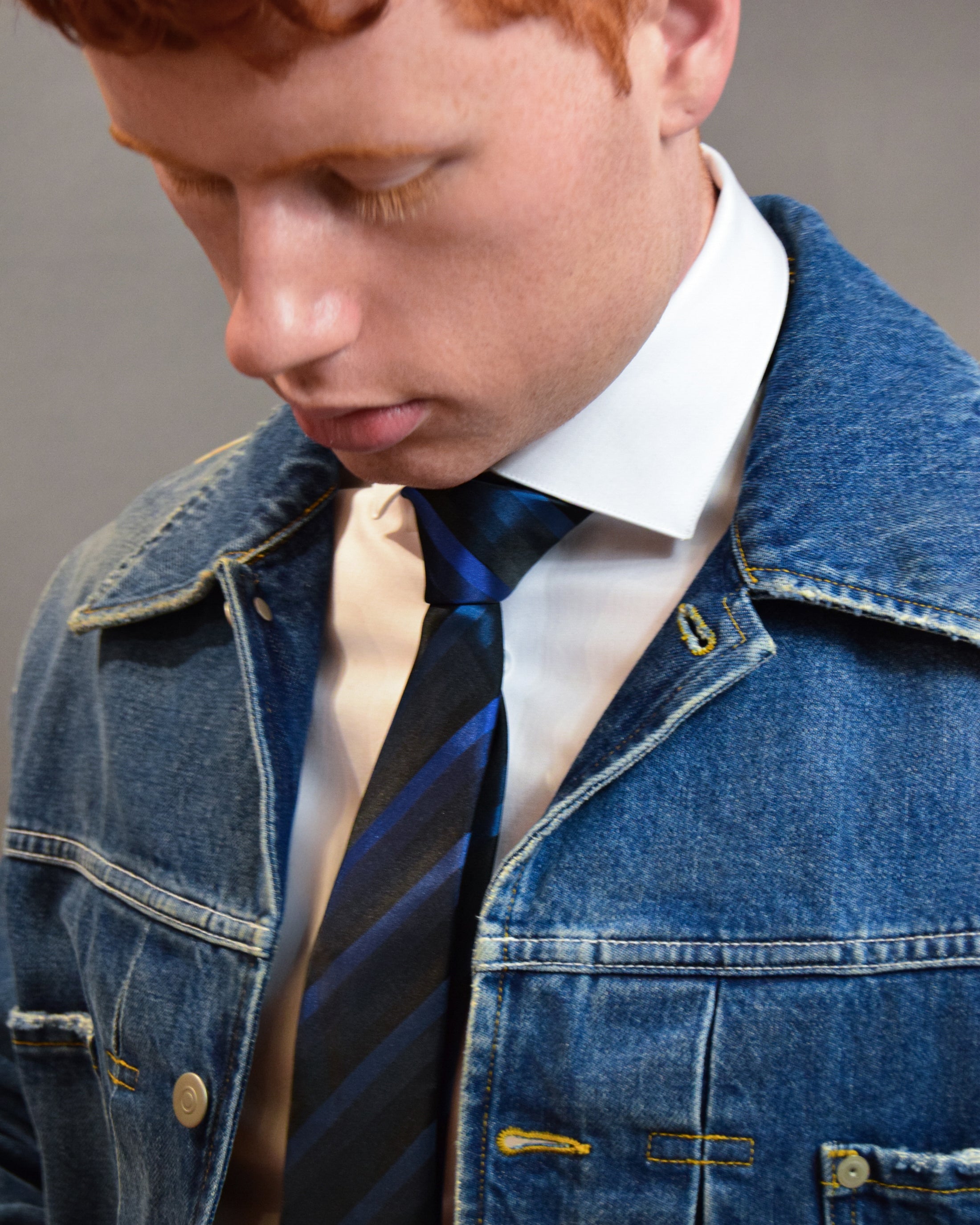 Multi-Blue Stripe Black Silk Tie - KNOTTERY & CO. Silk Tie