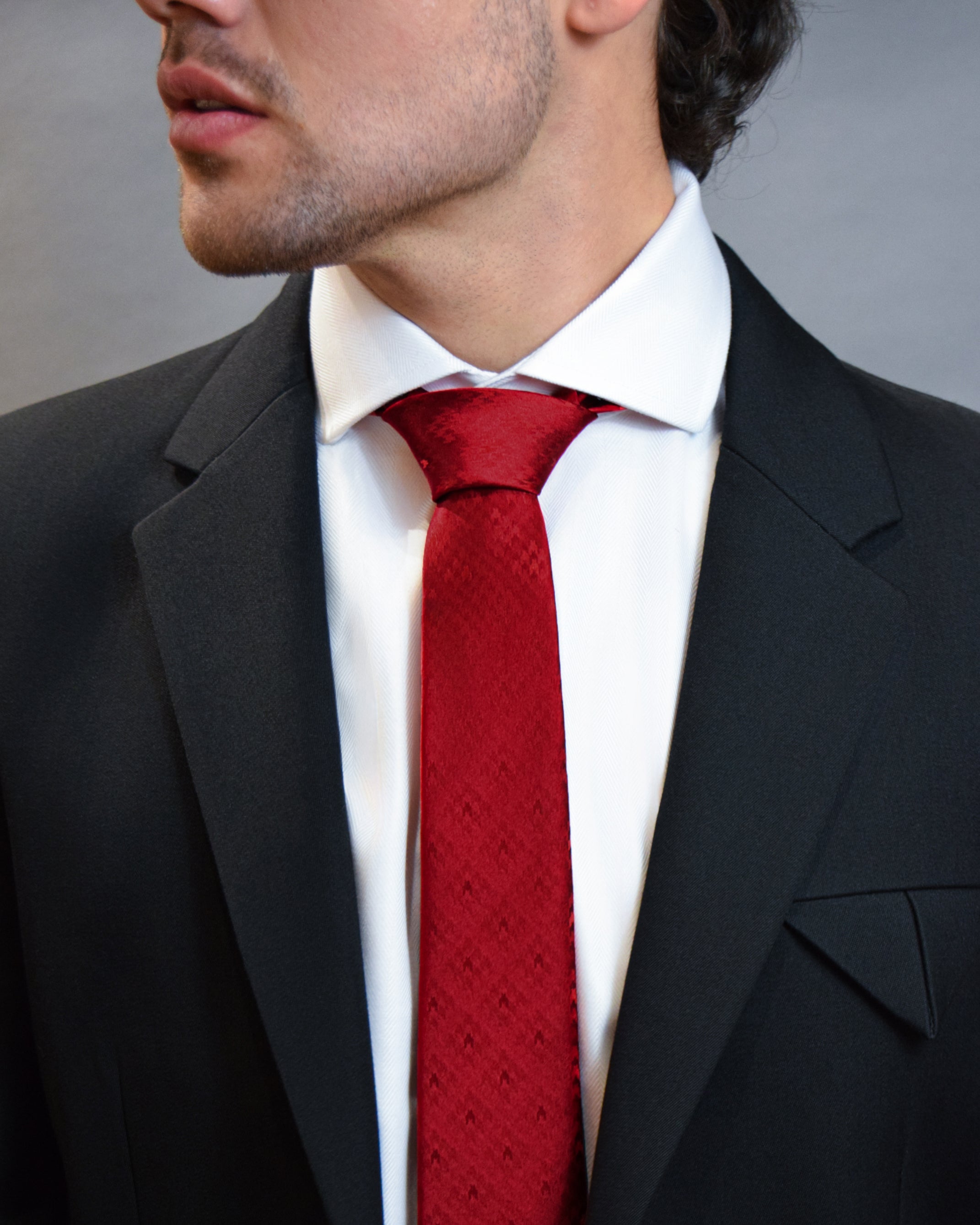 Houndstooth Red Silk Tie