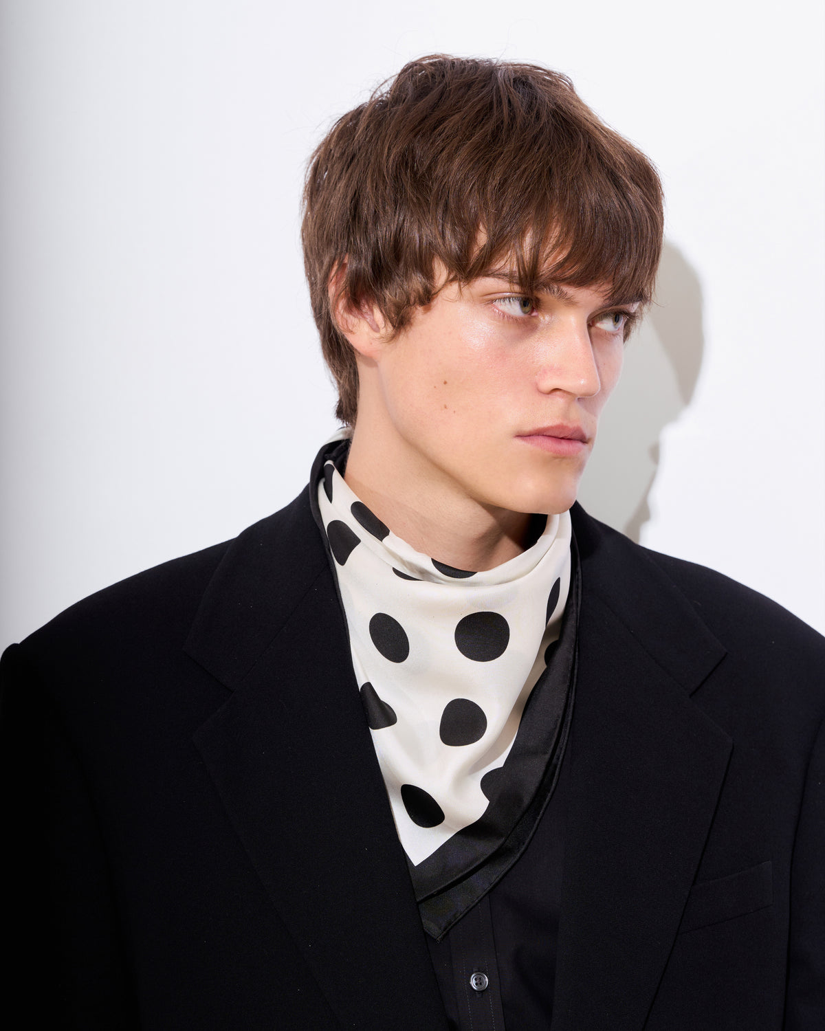 Dandy Dots Silk Bandana - Black & White