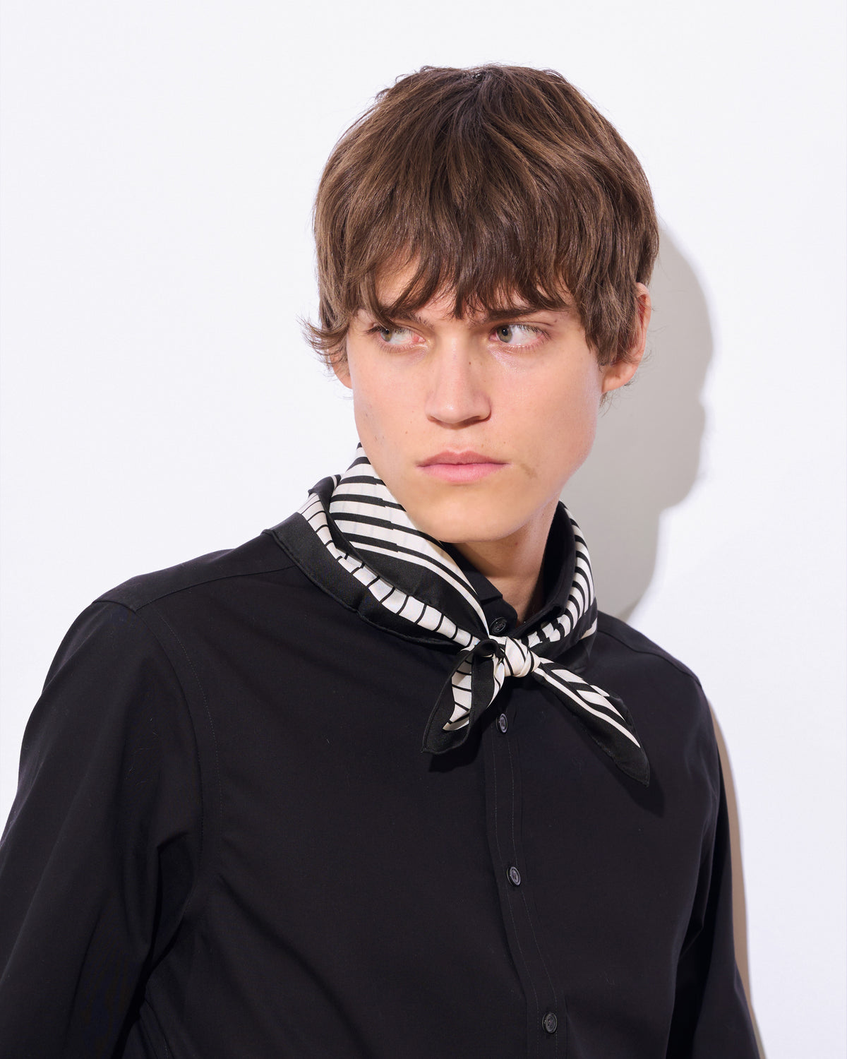 Pinstripe Silk Bandana- Black & White