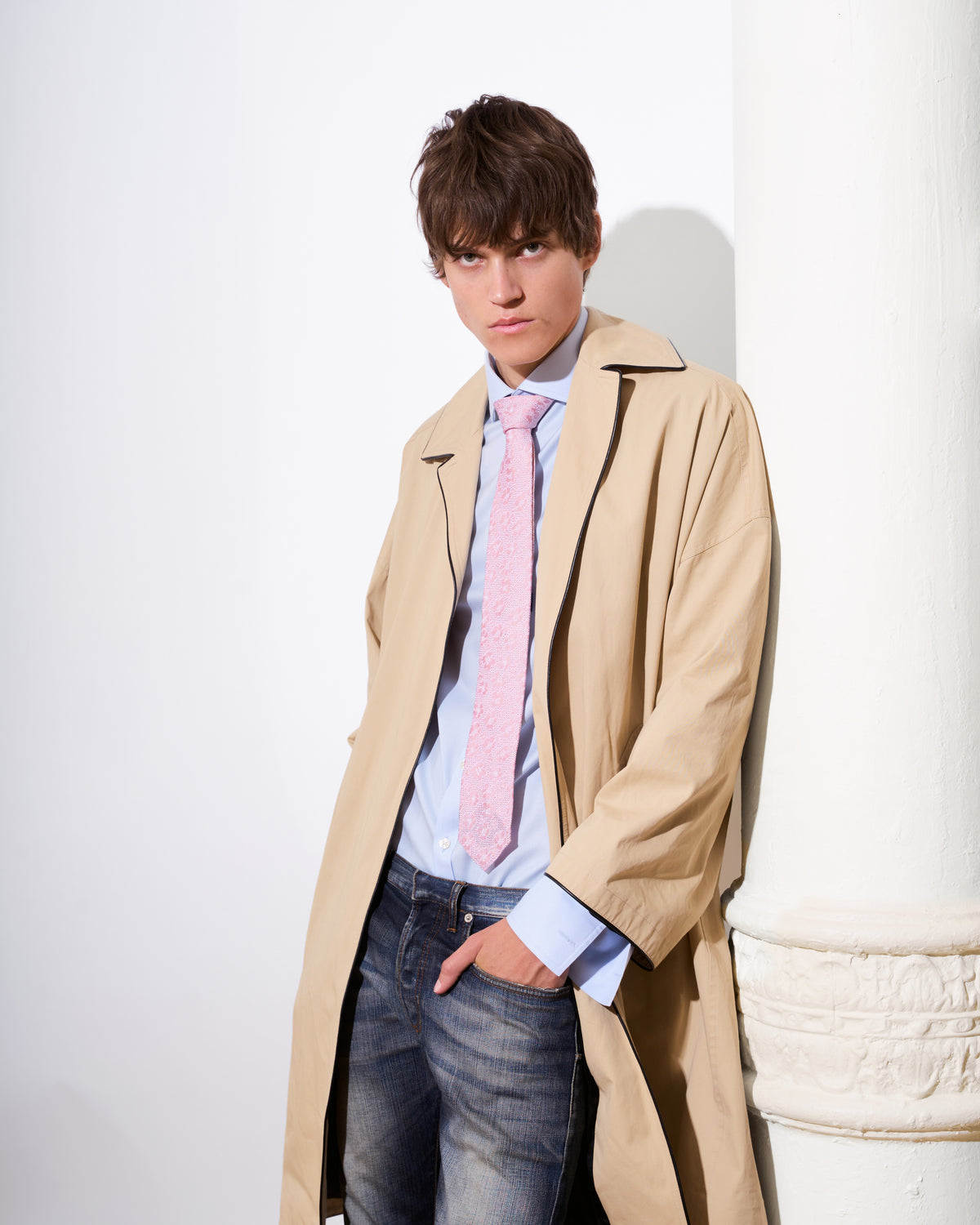 Sakura Leno Silk Tie - Pink