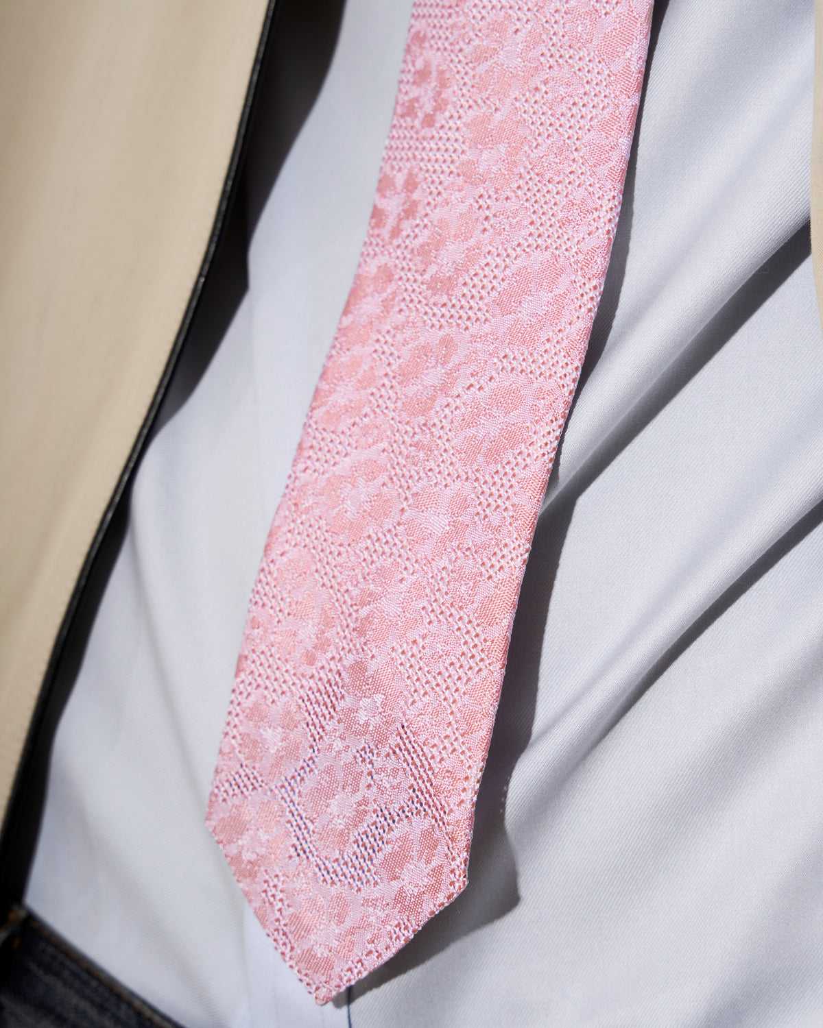 Sakura Leno Silk Tie - Pink