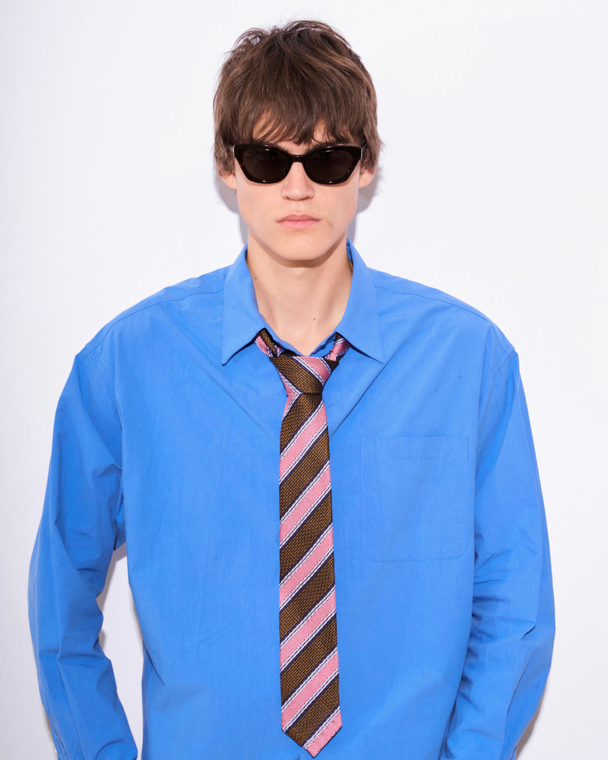 Striped Leno Silk Tie - Pink & Green