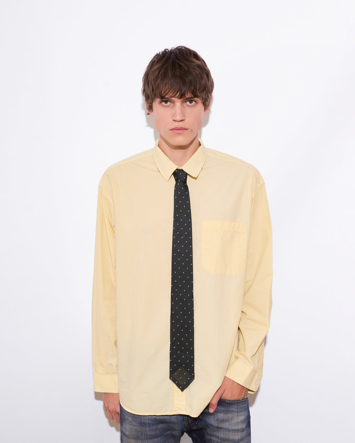 Polka Dot Leno Silk Tie - Dark Green