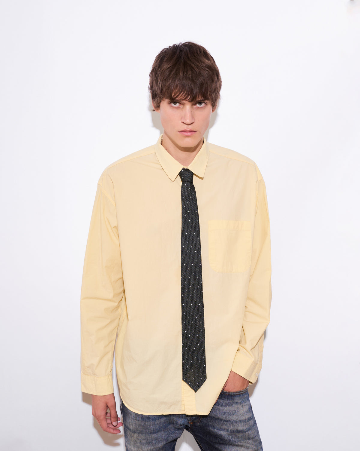 Polka Dot Leno Silk Tie - Dark Green
