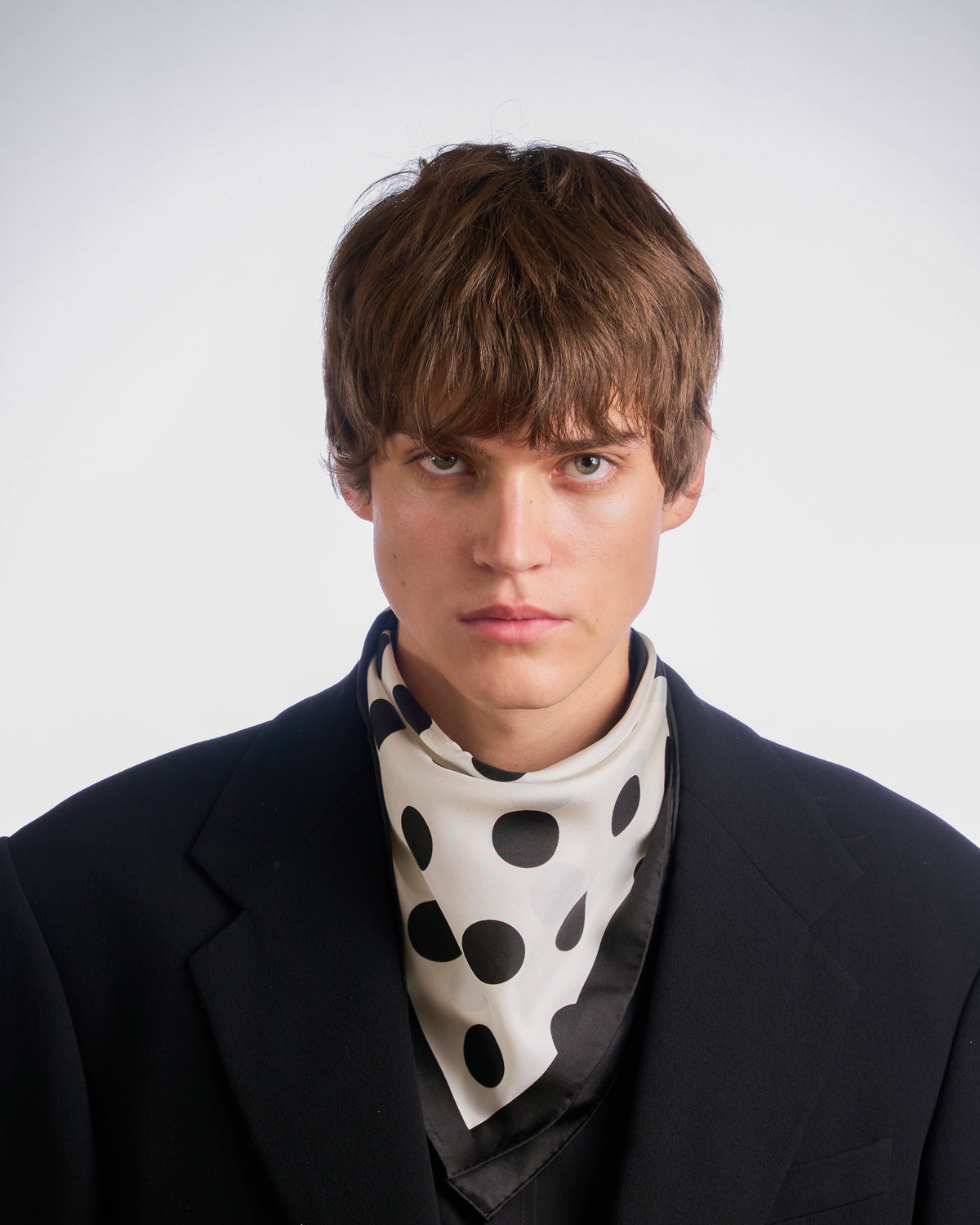 Dandy Dots Silk Bandana - Black & White