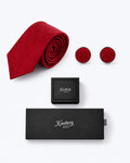 Houndstooth Mosaic Silk Tie and Cufflinks Gift Set - Red