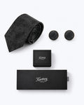 Marble Cloud Silk Tie and Cufflinks Gift Set - Black