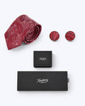 Paisley Silk Tie and Cufflinks Gift Set - Garnet
