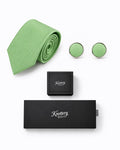 Twill Silk Tie and Cufflinks Gift Set - Apple Green